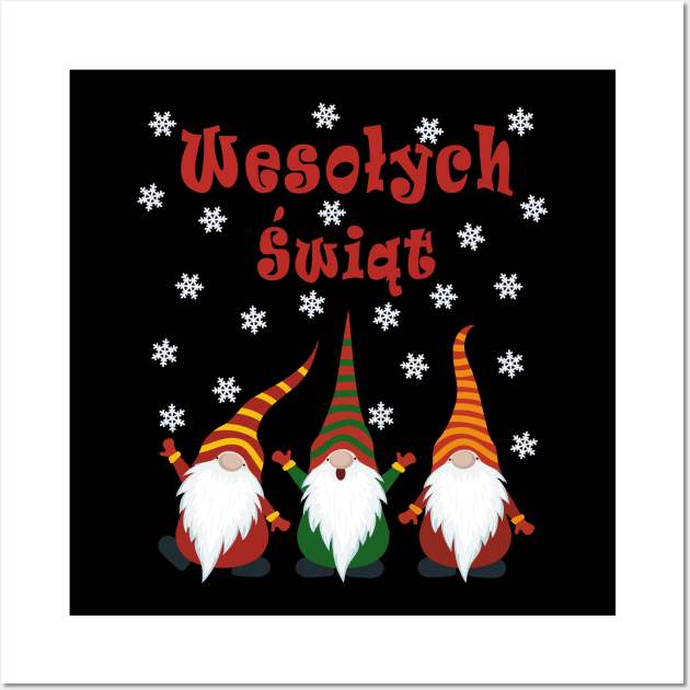 Gnomes Funny Pajama Cute Christmas Gift Holiday Style Wesołych Świąt Wall Art by artbypond